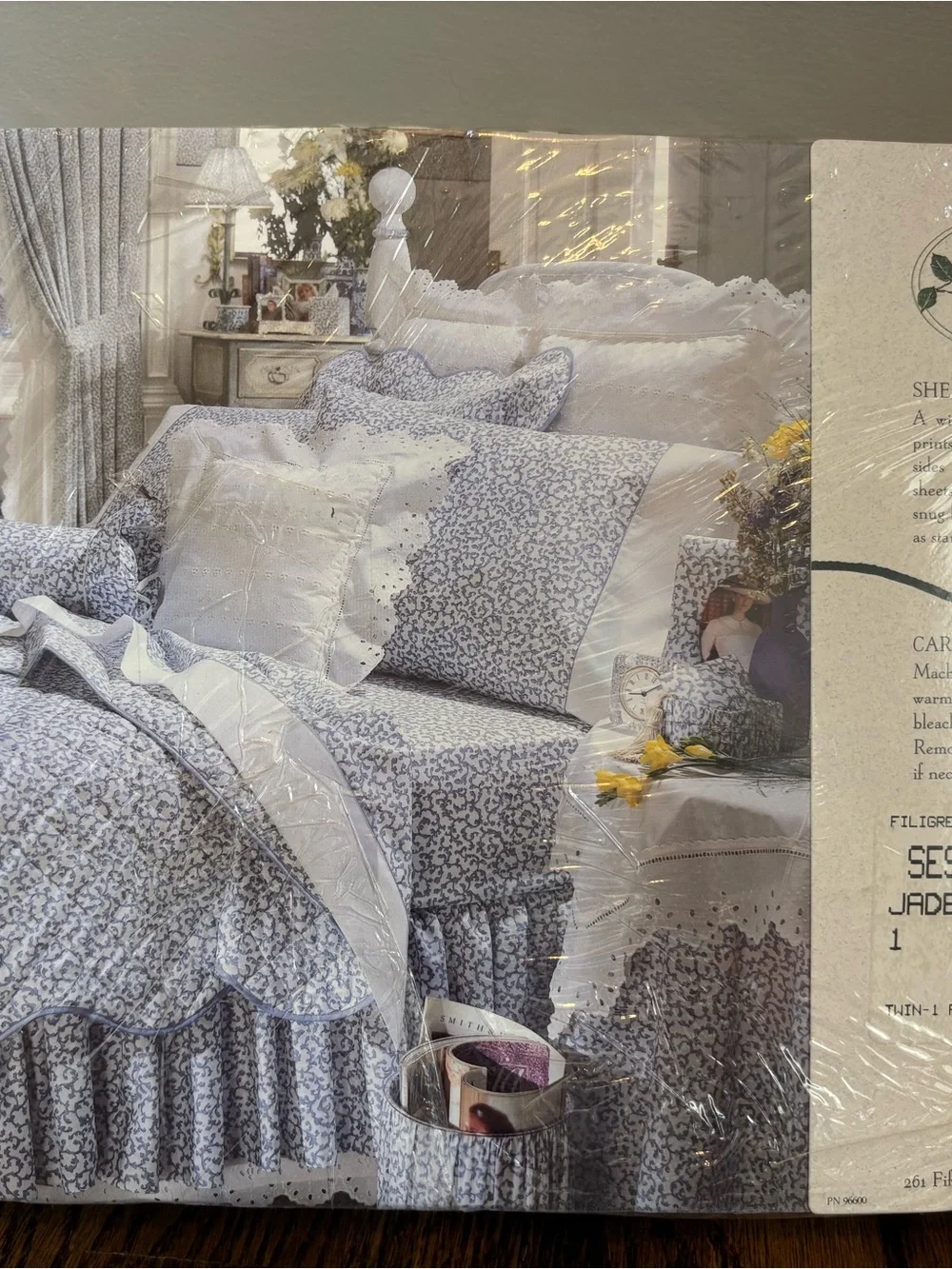 Croscill Vintage Twin Sheet Set Cream With Green Vine 180 Percale Jade